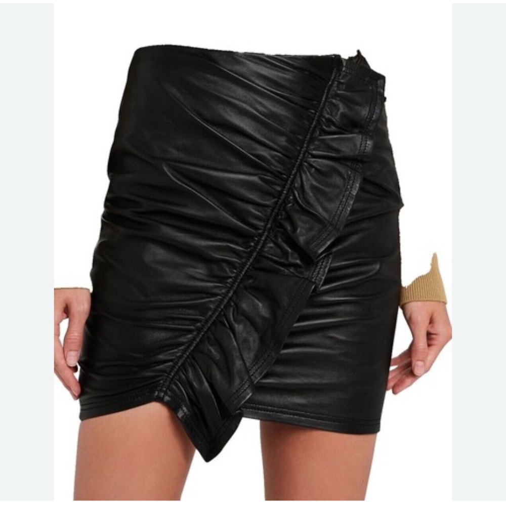ALC Jupiter Skirt size 4 lamb leather black New with Tags rrp $700 xs s